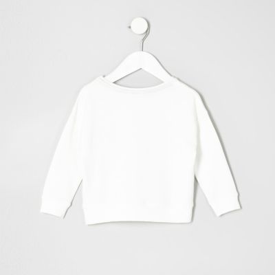 Mini girls cream rebel bird print sweatshirt